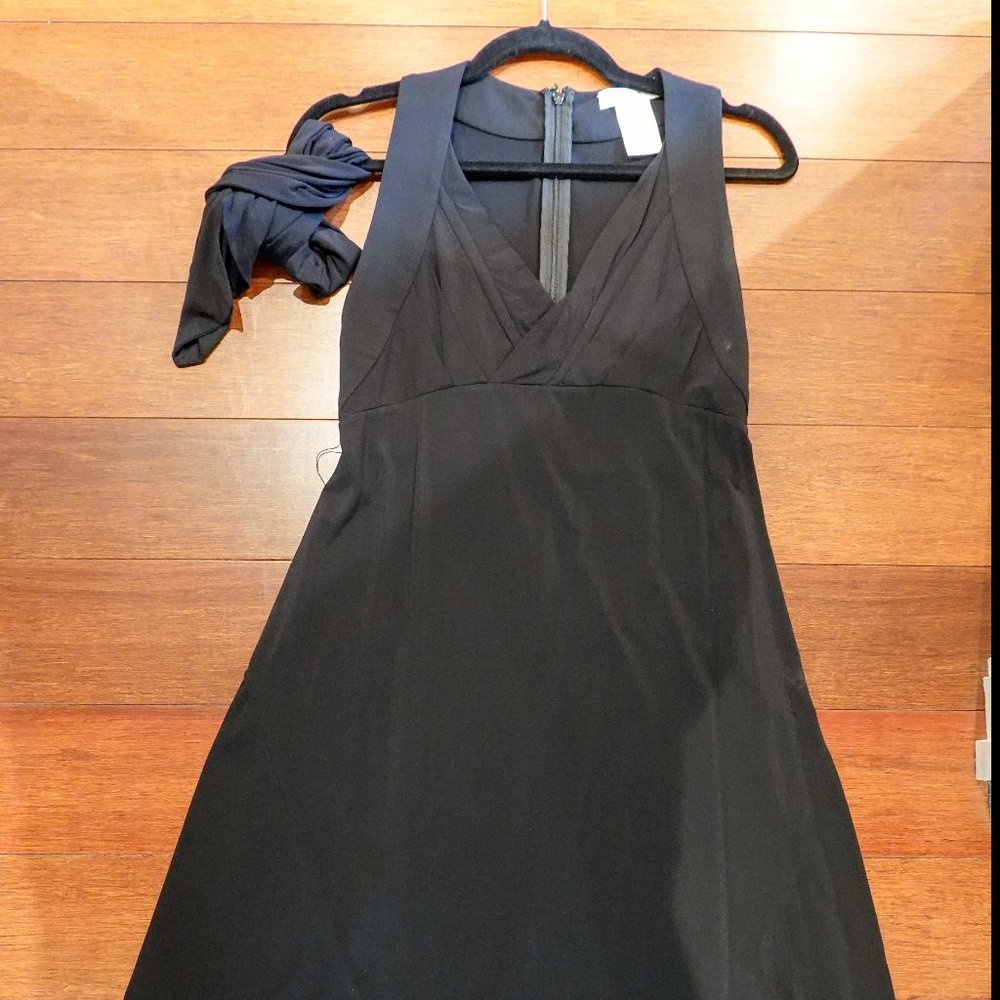 CELINE black sleeveless dress, empire waist sz 10